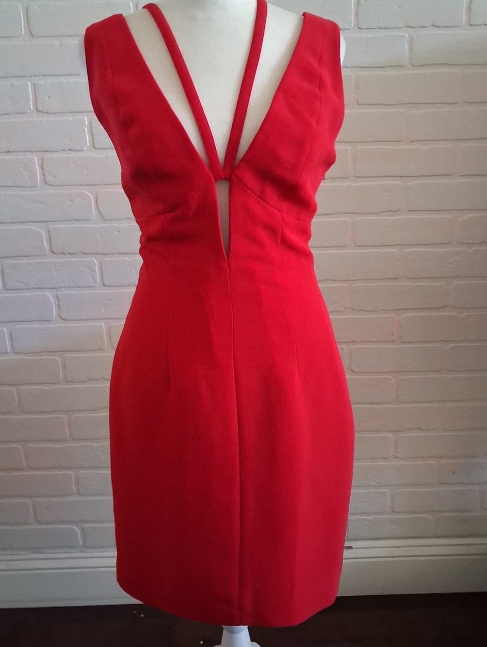 Andrea Polizzi For Rex Lester Red V-Neck Strappy Sheath Dress